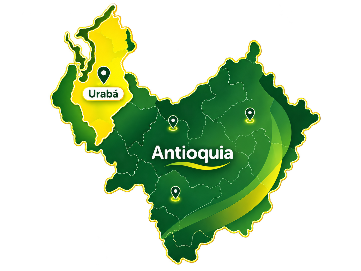 Mapa de Antioquia con Urabá destacado